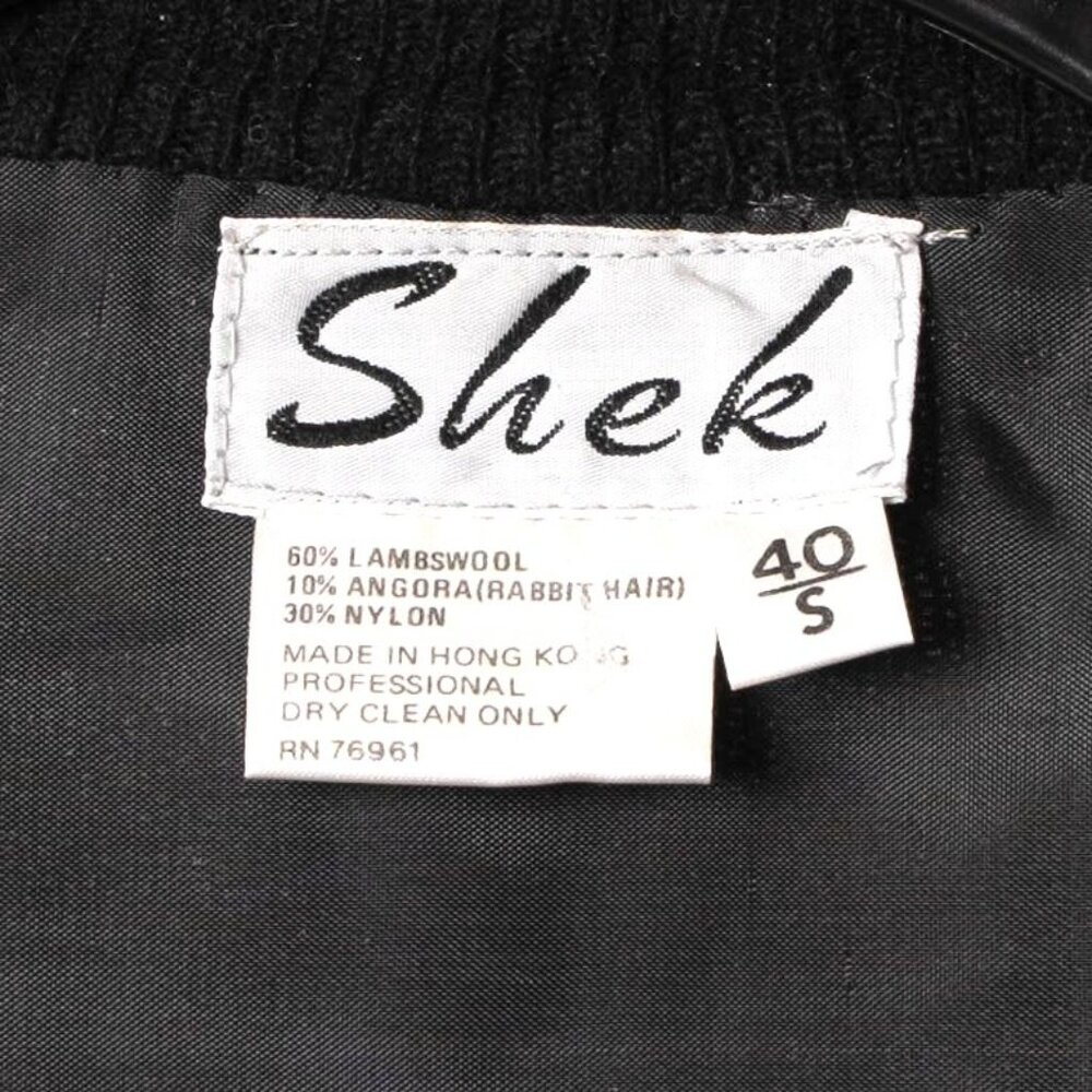 Shek VTG 80s Beaded Cardigan Sweater 40 S Black Lambswool Angora Whimsigoth Knit - Picture 5 of 6